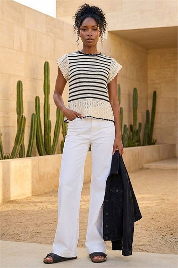 White Stripe Knitted Top