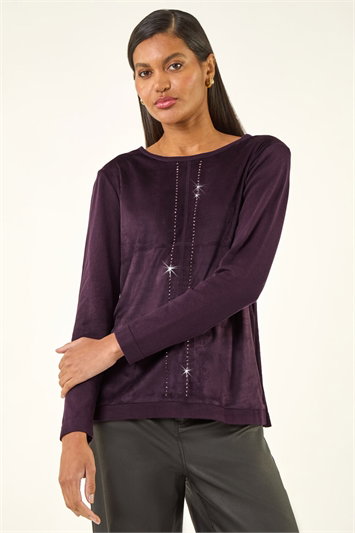 Purple Sparkly Detail Knit Top