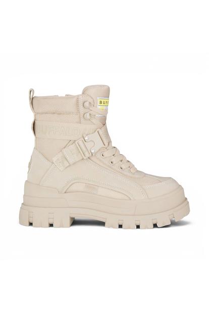 White Womens Combat High Ankle Boots-Aspha-Com