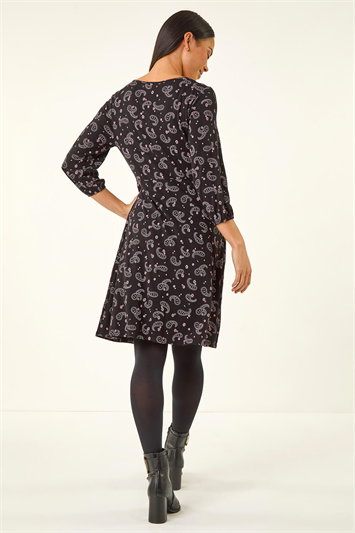 Petite Paisley Print Tie Front Dress 14897208