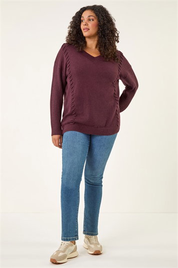 Curve Stitch V-Neck Knit Jumper 16247676