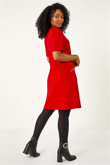 Petite Zip Detail Pocket Shift Dress 14608378
