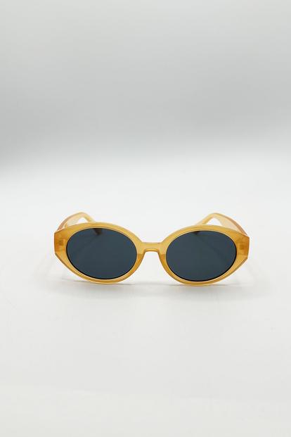Yellow Oval Plastic Frame Sunglasses