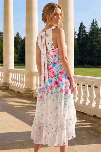 Floral Print High Low Midi Dress 14865738