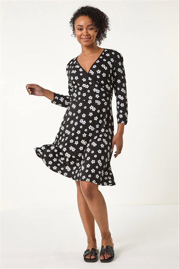 Petite Floral Stretch Wrap Dress 14666708