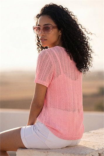 Textured Floral Line Stretch Top 19475472