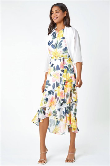 3/4 Sleeve Ruched Hem Chiffon Bolero 20009638