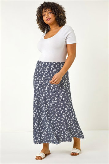 Curve Daisy Print Midi Skirt 17062260