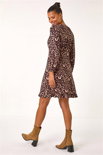 Animal Print V-Neck Short Dress 14634789