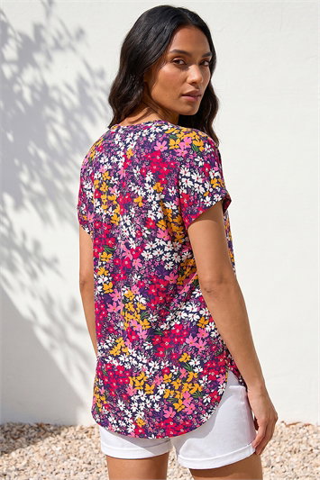 Floral Print Stretch Shirt 19494232