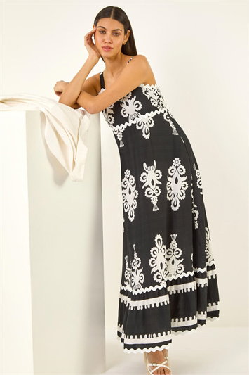knee length dresses for ladies WEDTREND Women Black And White Midi Formal Dress A Line Strapless Evening  Dress with Slit – Wedtrend UK