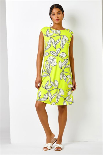 Linear Floral Print Swing Dress 14245249