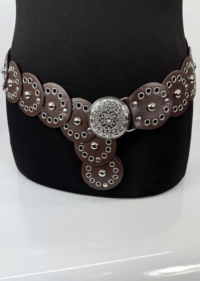 Brown Wide Eyelet Disc Belt