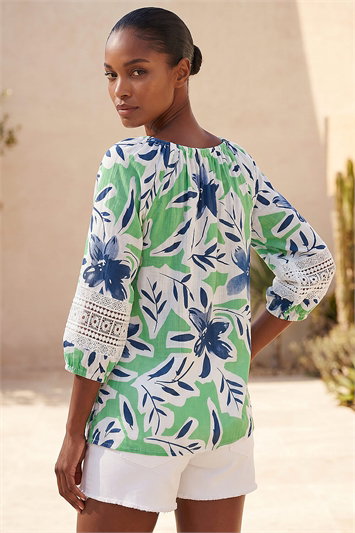 Floral Print Tie Front Top 20205367