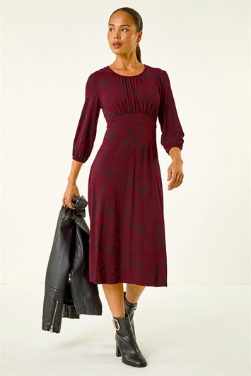 Petite Abstract Swirl Midi Dress 14826895