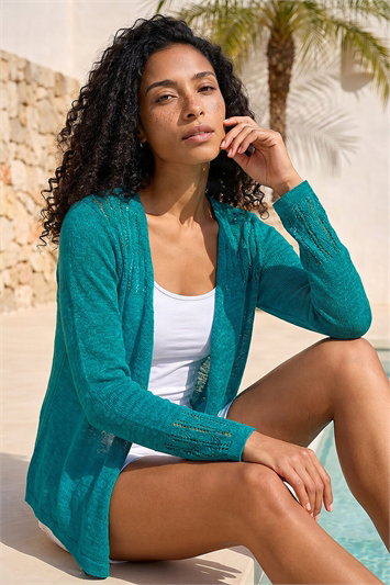 Blue Textured Knit Shrug
