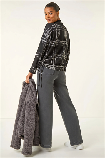 Plaid Print Side Tie Top 19447508
