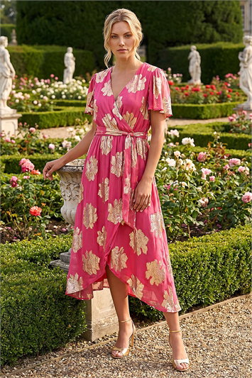 Jacquard Midi Wrap Dress 14719572