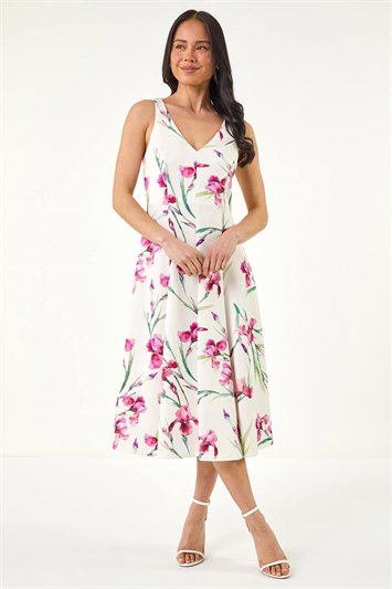 Petite Floral Premium Stretch Midi Dress 14926538