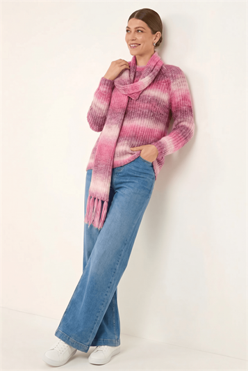 Pink Ombre Knit Scarf & Jumper