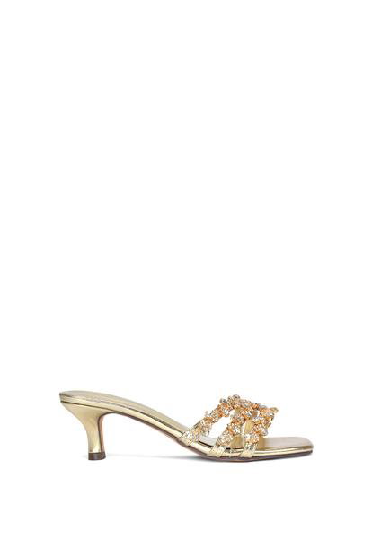 Black 'Amara' Mid Stiletto Heel Diamante Strappy Heeled Mules