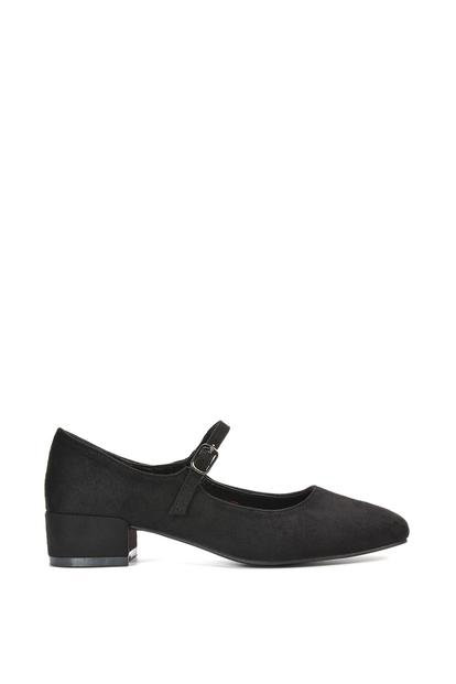 Black 'Jenna' Mary Jane Low Heel Court Shoes With Square Toe