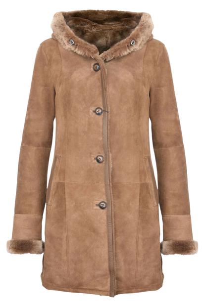 Womens Suede Merino Sheepskin Parka Coat M000085307