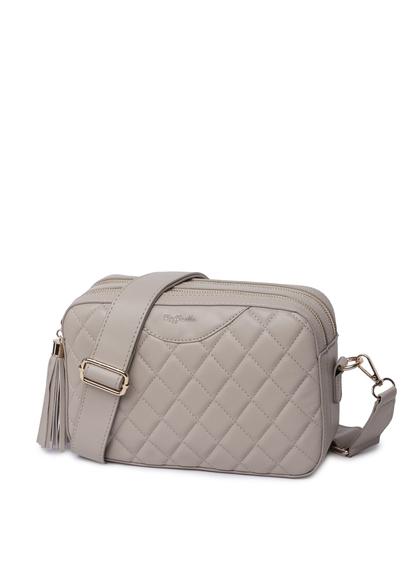 White Quilted Cross Body Camera Bag