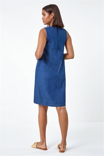 Denim Pintuck Detail Pocket Dress 14504129
