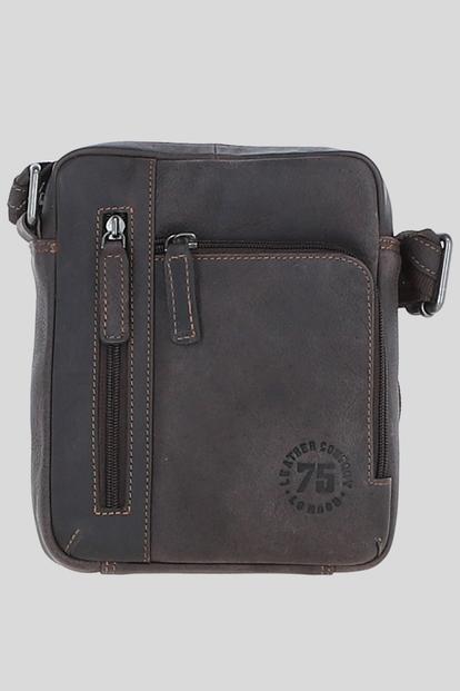 Black 'Madrid' Compact Travel Messenger Bag With Multiple Zip Pockets And Adjustable Strap