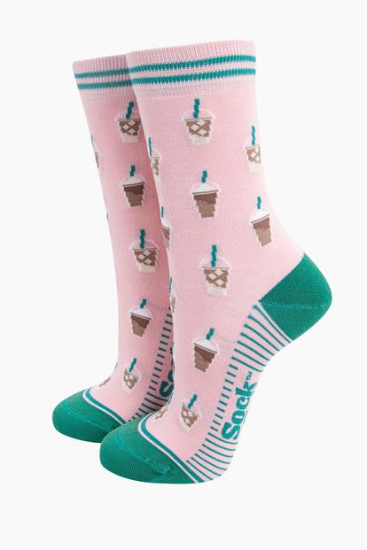Pink Iced Coffee Bamboo Socks In Pink