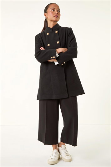 Petite Military Buttoned Coat 12037708