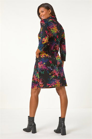Abstract Print Ponte Tab Detail Dress 14604776