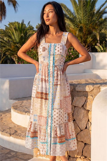 Petite Ric Rac Strappy Midi Dress 14879438
