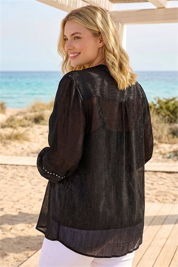 Curve Shimmer Chiffon Blouse 20231308