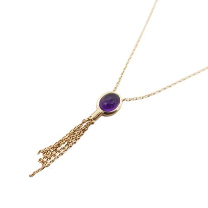 Metallic 18Ct Gold Plated Oval Amethyst Necklace