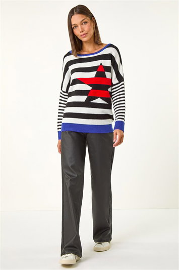 Star Striped Colour Block Knit Jumper 16121608