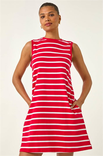 Stripe Jersey A-Line Stretch Dress 14735778