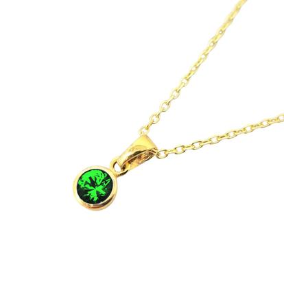 Green Mini Round Emerald May Birthstone Pendant Necklace