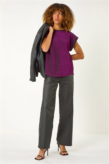 Metallic Glitter Stretch T-Shirt 19359876