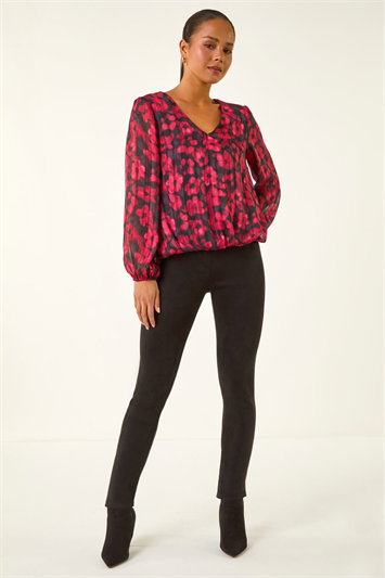 Petite Floral Bubble Hem Top 20238408