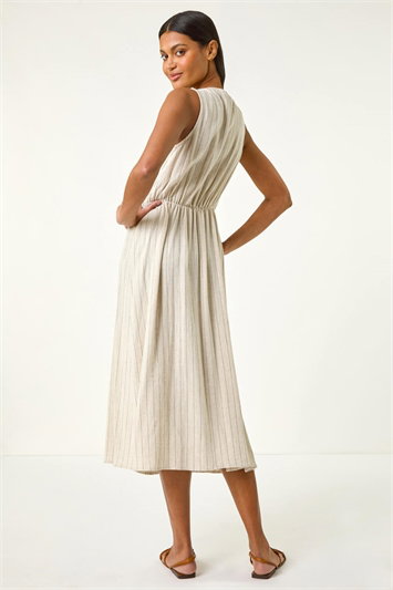 Pinstripe Bow Detail Midi Dress 14722459
