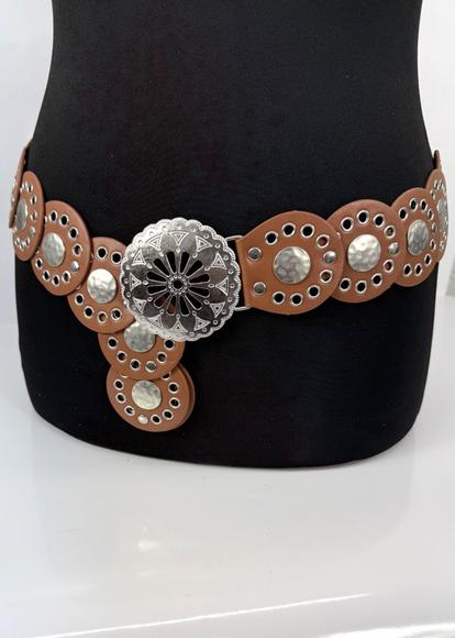 Brown Large Eyelet Disc Belt