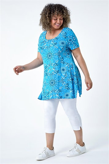 Curve Paisley Back Bar Stretch Tunic Top 19317092