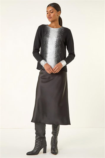 Foil Print Crew Neck Knit Jumper 16298008