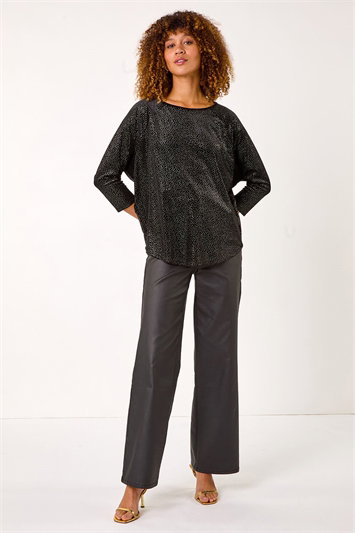 Foil Spot Print Velvet Top 19332008