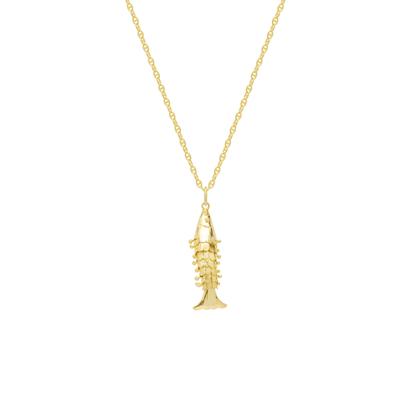 Metallic Sterling Silver Mariner Anchor Chain Sardinia Fish Necklace