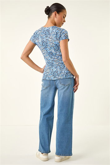 Petite Abstract Twist Front Stretch Top 19466709