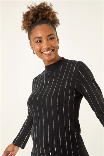 Black Lined Sparkly Knit Jumper