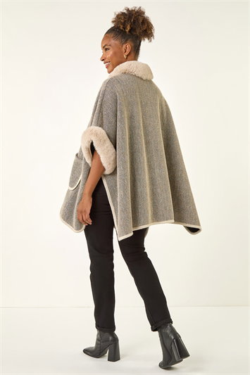 Faux Fur Pocket Poncho 16317844